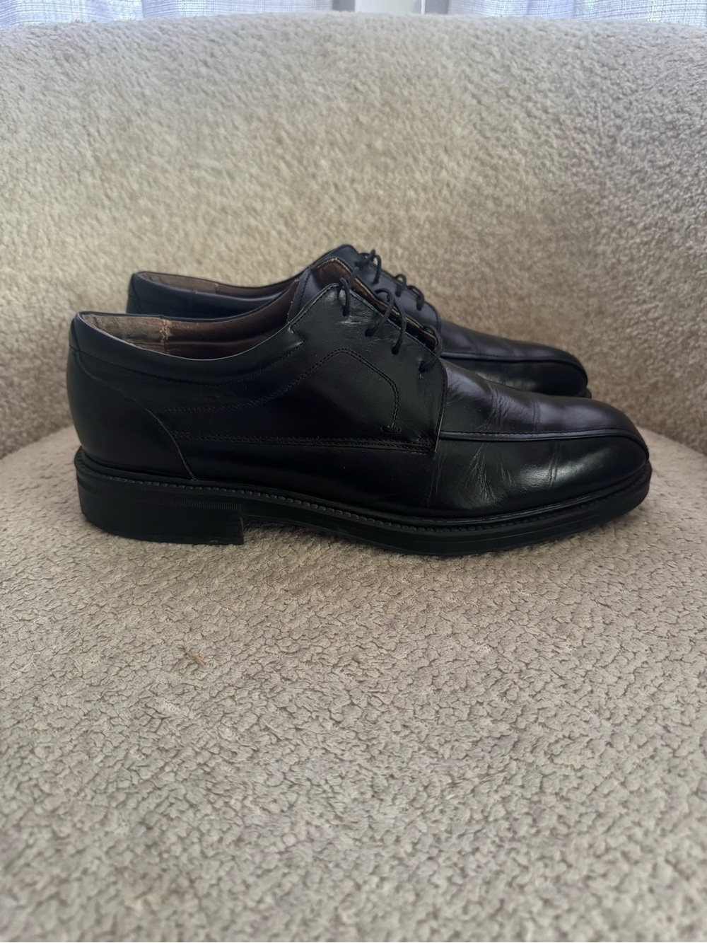 Bill Blass Men’s Black Leather Apron Toe Derby Dress Shoes Size 11 D